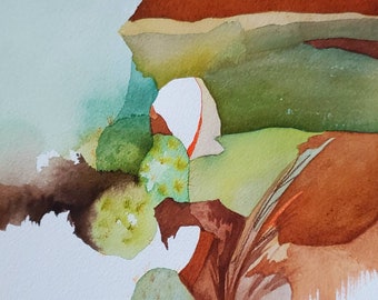 Southwest Series " Prickly Pear Kind of Day" one of a kind original watercolor.