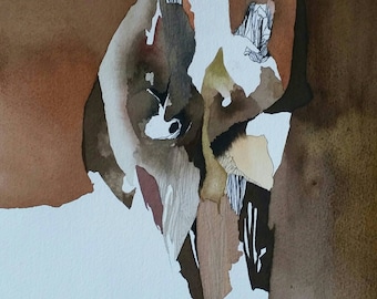 SPRING SALE : Untethered Series " Earthy Variations" one of a kind original watercolor.