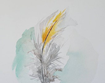 SALE   Feather Song Series " A Soft Oriole Whisper"  Originl, One of a Kind watercolor