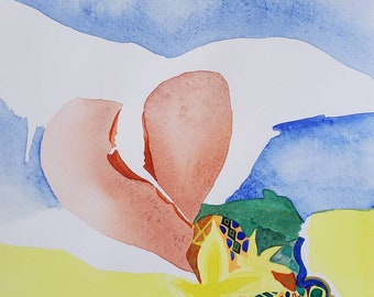 SALE  Untethered Series " Broken Heart for Ukraine" one of a kind original watercolor.