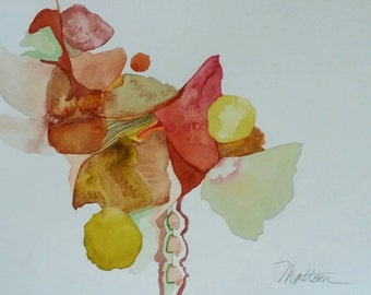 Untetheted Series " Falling Into Place" one of a kind original watercolor.