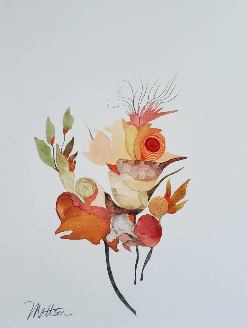 SUMMER SALE Untethered Series. Fantastical Plant Life one of a kind original watercolor. image 1