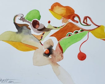 SALE Joie de Vivre Series " Jubilant Gyration" one of a kind original watercolor.