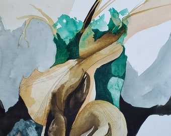 FALL SALE Southwest Series " Twisted Roots" one of a kind original watercolor.