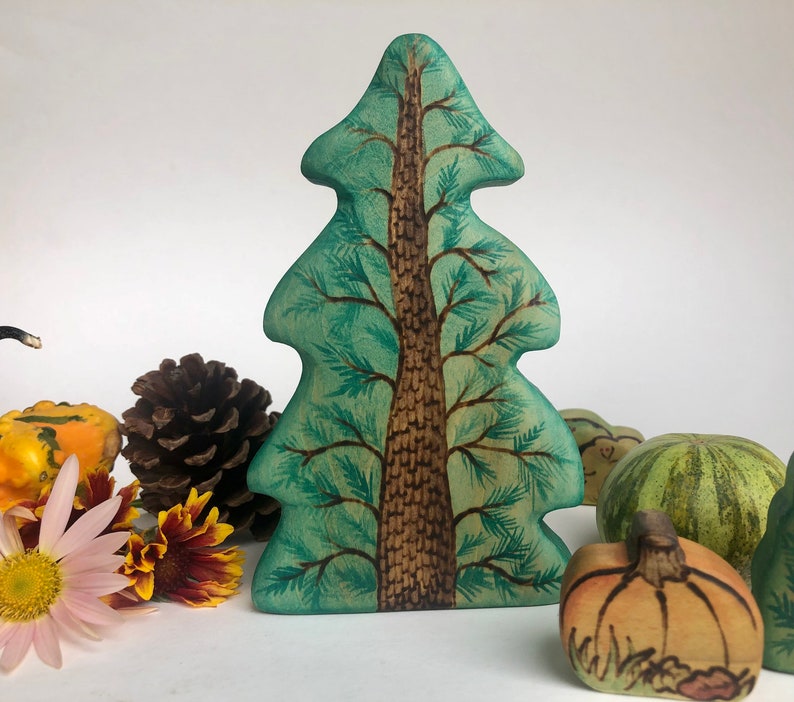 Made to Order, Poplar Wood Pine Tree, Waldorf Nature Table Decor, Natural, Wooden Toy Forest, Wooden Dollhouse Evergreen Tree, All Seasons image 5