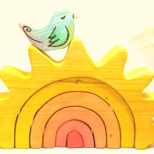 Wooden Sunshine Stacking Puzzle // In Stock Ready to Ship // Large // Waldorf Sunshine Stacker // Sun Puzzle // Sunshine decor