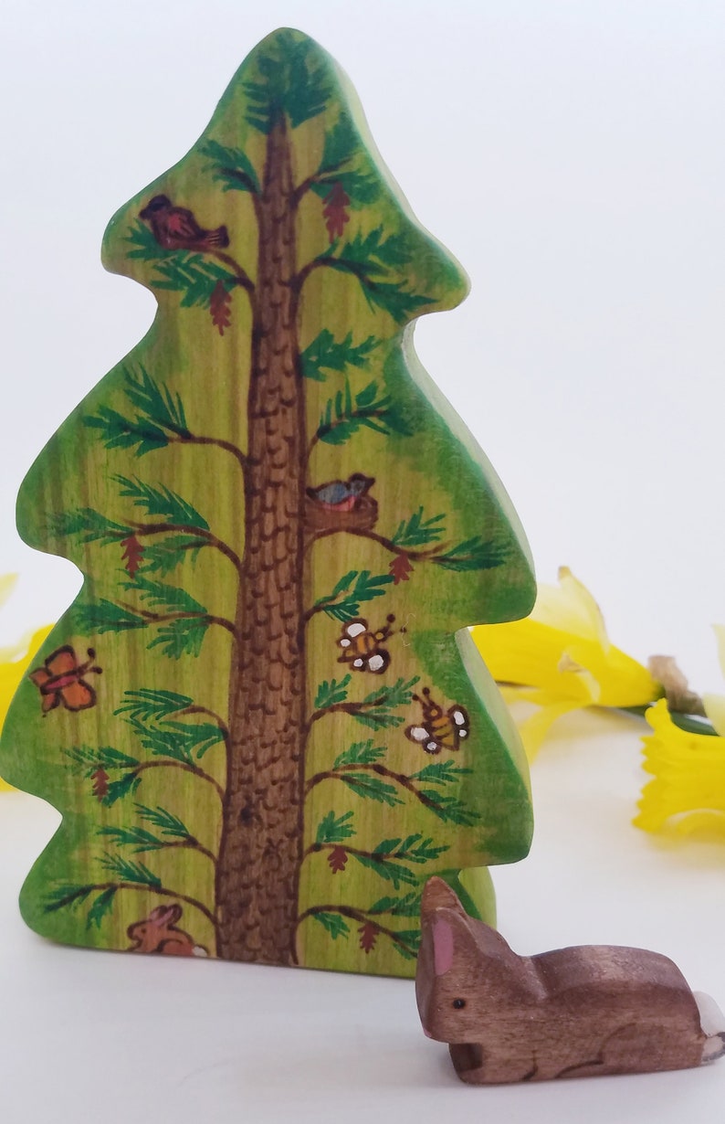 Frühlingsbaum aus Pappelholz // Waldorf Frühling Natur Tischdeko // Puppenhaus aus Holz Bild 5