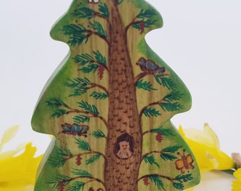 Spring Evergreen of Poplar Wood // Waldorf Spring Nature Table Decor // Wooden Dollhouse Pine Evergreen Tree