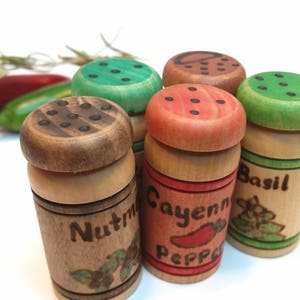 Wooden Spices, Play Kitchen Cooking Accessory, Wooden Kitchen Toy, Waldorf Toy Kitchen, Dramatic Play, Wooden Waldorf Toy, Spices image 6