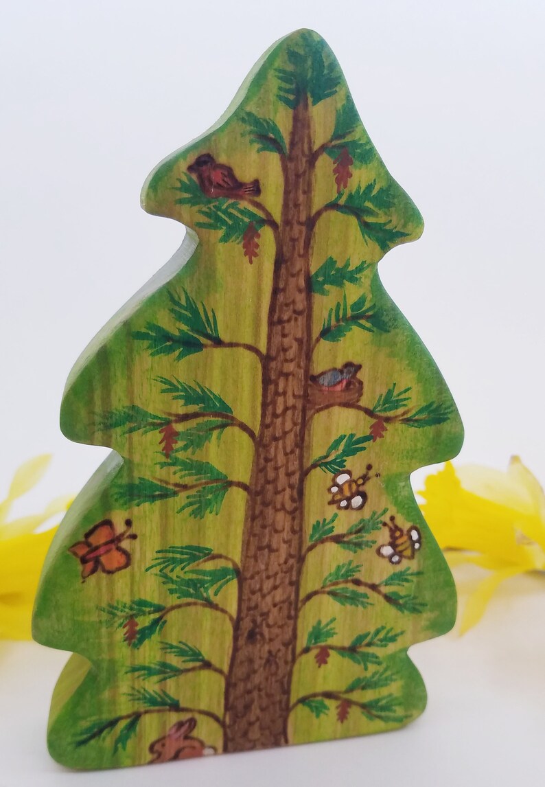 Frühlingsbaum aus Pappelholz // Waldorf Frühling Natur Tischdeko // Puppenhaus aus Holz Bild 3