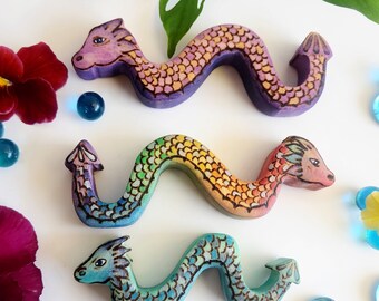 MADE TO ORDER, Custom Color, Sea Serpent,  Water Dragon, Waldorf Storytelling Prop, Waldorf Wooden Toys, Wooden Dragon