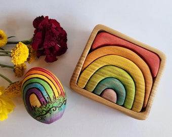 READY TO SHIP, Puzzle Only, small Rainbow Puzzle, Fidget Toy, Miniature Rainbow wooden puzzle, Love Gift, Heart Puzzle, Easter