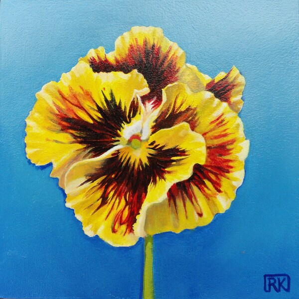 Pansy - 6" Oil Painting on hardboard panel
