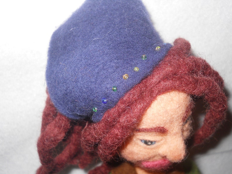 Hippie Free Spirited Flower Child Needle Felted Wool Doll Sculpture