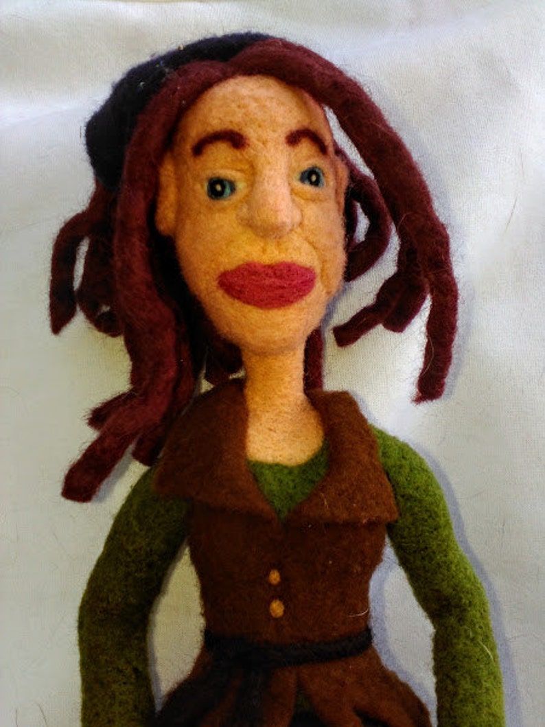 Hippie Free Spirited Flower Child Needle Felted Wool Doll Sculpture