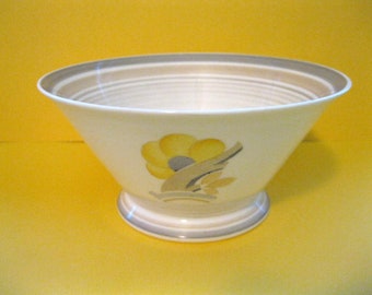 Shelley England, 1930 Art Deco "Eve" Shape Bowl Eric Slater Design, Banded  with Yellow Flower Decor