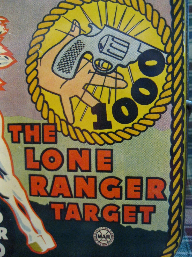 Made for Rubber Suction Darts C Marx U.S.A Lone Ranger Tin Target Toy Double Sided, 1938