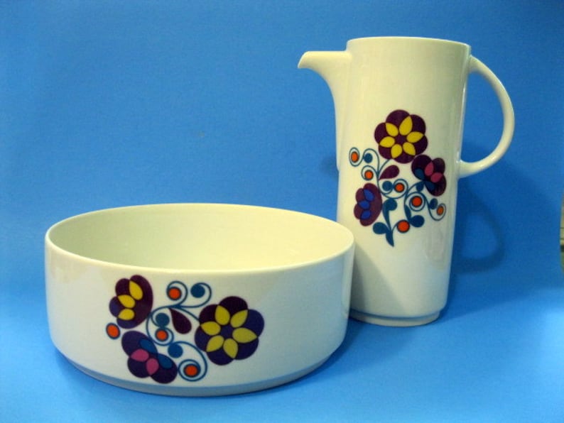 Thomas of Germany Coffee Pot Mid Century 1959 Hans-Theo Bauman Design,Flowers