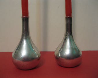 Dansk, Pair of Teardrop, Raindrop, Silverplated Candleholders, Jens Quistgaard, 1960's
