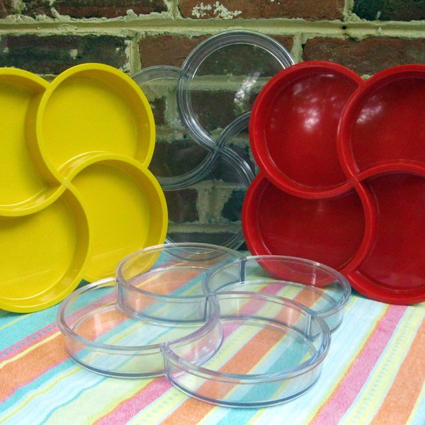 Dansk Four Section Trays, Plastic, Melamine, Gunnar Cyren Design, Only Two Clear Left, 1970's