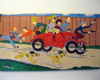 Hand-Painted Cartoon Plywood Art, R. Payne 1987, Archie Style