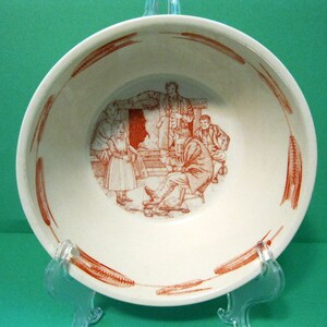 Bowl &quot;Christmas Eve at the Tranter&#39;s Cottage&quot; , Thomas Hardy, made for The National Trust England, by Boncath Pottery, 1981