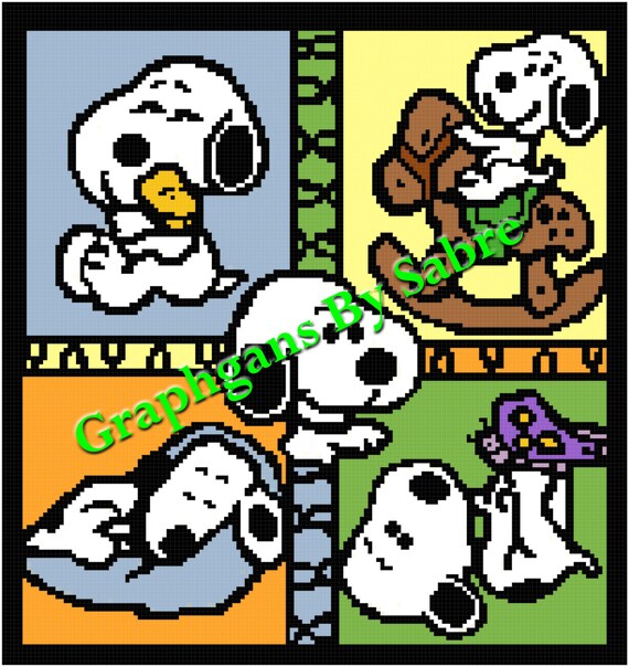 Baby Snoopy Crochet Afghan Graph Pattern | Etsy
