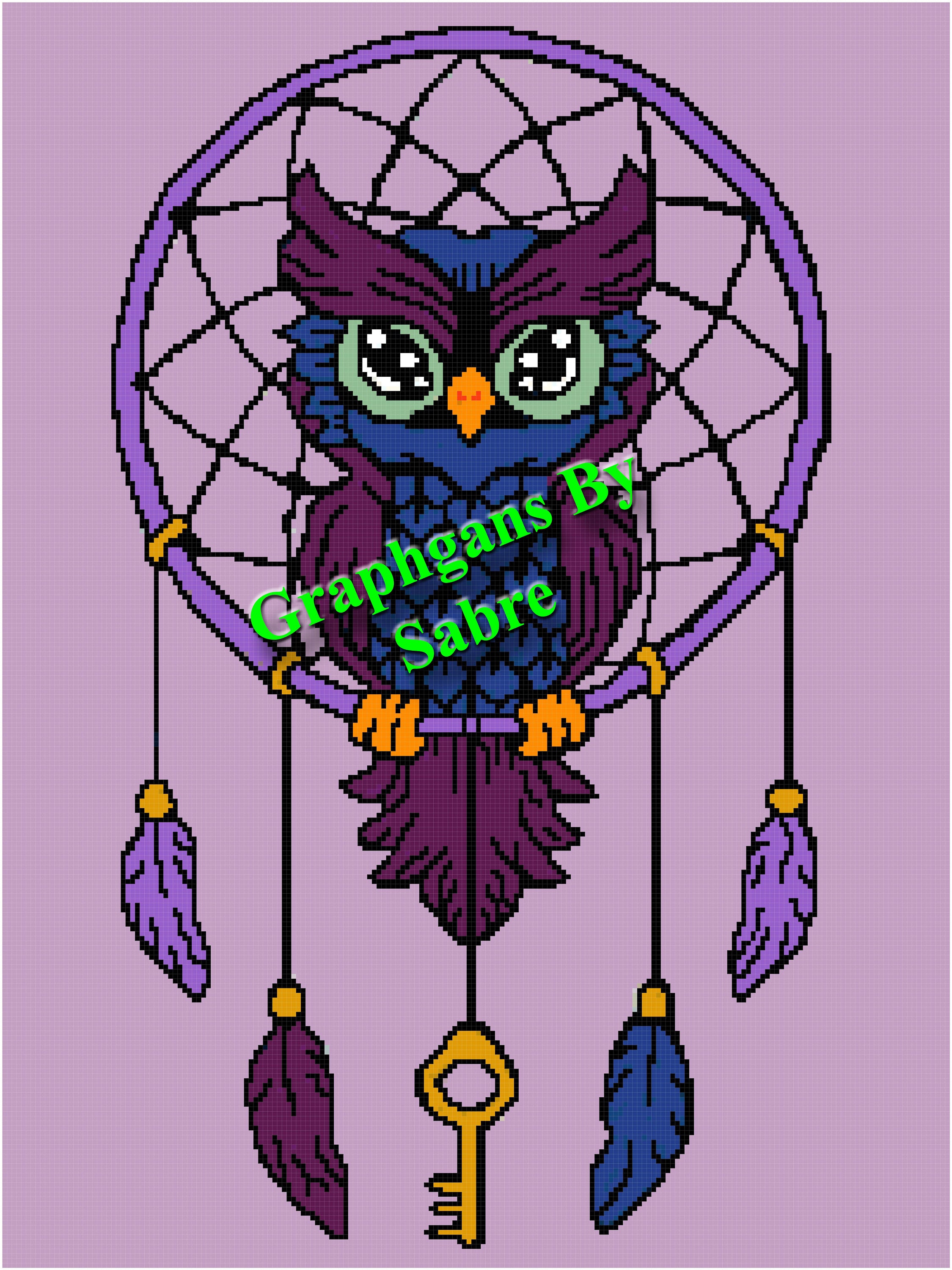 Dream Catcher Owl Crochet Afghan Graph Etsy