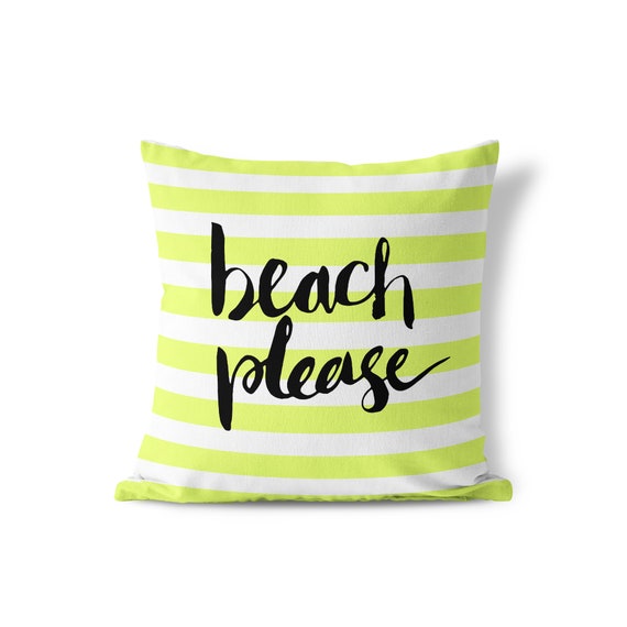 Beach Please Beach Pillow Travel Pillow Lime Green Throw Etsy