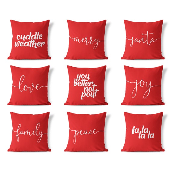 Christmas Pillows Holiday Home Decor Christmas Words Etsy