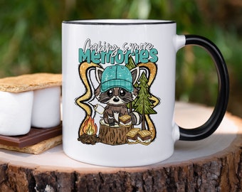 Making Smore Memories Mug, Camping Mug, Cottage Mug, Cute Mug for Kids, Camp Camping Camper Raccoon, Gift for Camper, Campfire Mug