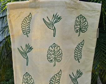 TOTE BAG Hand Printed Lino Cut Cotton Canvas Bag