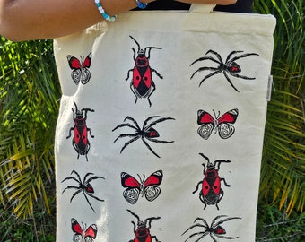 TOTE BAG Hand Printed Lino Cut Cotton Canvas Bag