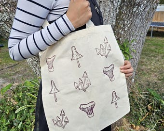 TOTE BAG Hand Printed Lino Cut Cotton Canvas Bag