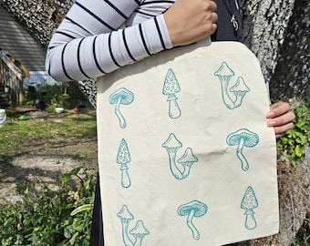 TOTE BAG Hand Printed Lino Cut Cotton Canvas Bag