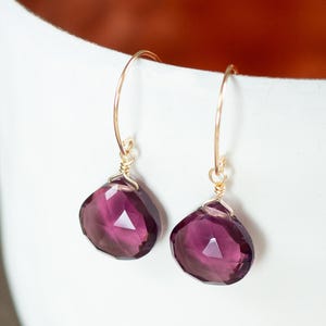 Hanging earrings purple gold earrings with stone hanging earrings elegant gold earrings gift for girlfriend birthday gemstone jewelry fine