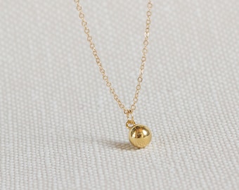 Gold chain with gold ball, chain with ball pendant, gold chain with small ball, dainty necklace, simple chain with pendant, gift