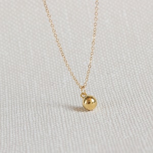 Gold chain with gold ball, chain with ball pendant, gold chain with small ball, dainty necklace, simple chain with pendant, gift image 1