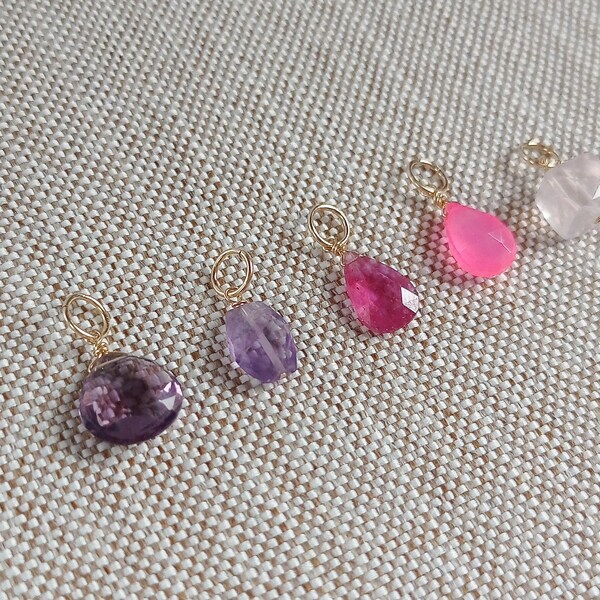 Pendant for chain, necklace pendant stone, gemstone pendant gold pink, pendant gold stone purple, sapphire pendant, gift for women