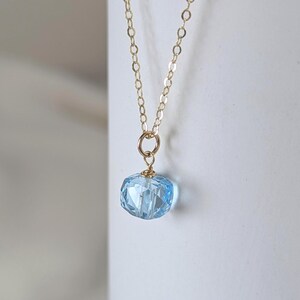 Delicate gold necklace with topaz, blue gemstone necklace, blue topaz necklace, Mother&#39;s Day gift, November birthstone, necklace with pendant