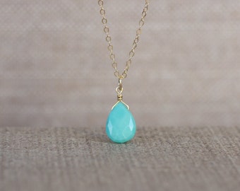 Collier en or avec turquoise, véritables bijoux turquoise, collier délicat avec pendentif turquoise, chaîne en or filigrane avec pierre précieuse, cadeau pour maman