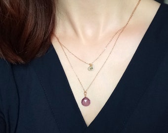 elegant purple gemstone necklace | Quarz necklace | stone pendant necklace | minimalist gemstone necklace | gift for mama | "Violet"