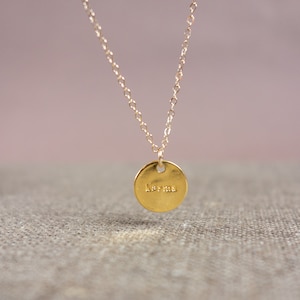 Gold plate necklace, gold necklace with plate, delicate necklace with gold pendant, karma necklace, gift for girlfriend, necklace with round pendant