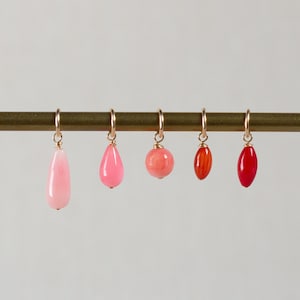 Coral pendant for necklaces and earrings, necklace pendant with coral, small gemstone pendant, pendant huggies, small gift for mom