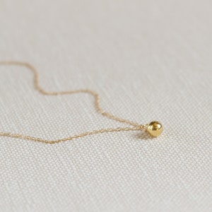 Gold chain with gold ball, chain with ball pendant, gold chain with small ball, dainty necklace, simple chain with pendant, gift image 4