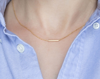 dainty mini bar necklace | necklace gold tube | minimalist necklace | simple necklace every day | gift for sister birthday | "Belle"