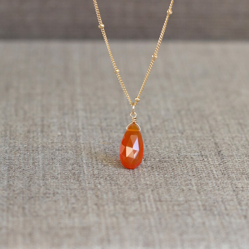 Carnelian Gold Filled Necklace, Orange Gold Necklace, Carnelian Carnelian Gold Filled Necklace, Orange Gold Necklace, Carnelian