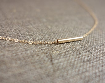 dainty mini bar necklace | necklace gold tube | minimalist necklace | simple necklace every day | gift for sister birthday | "Belle"