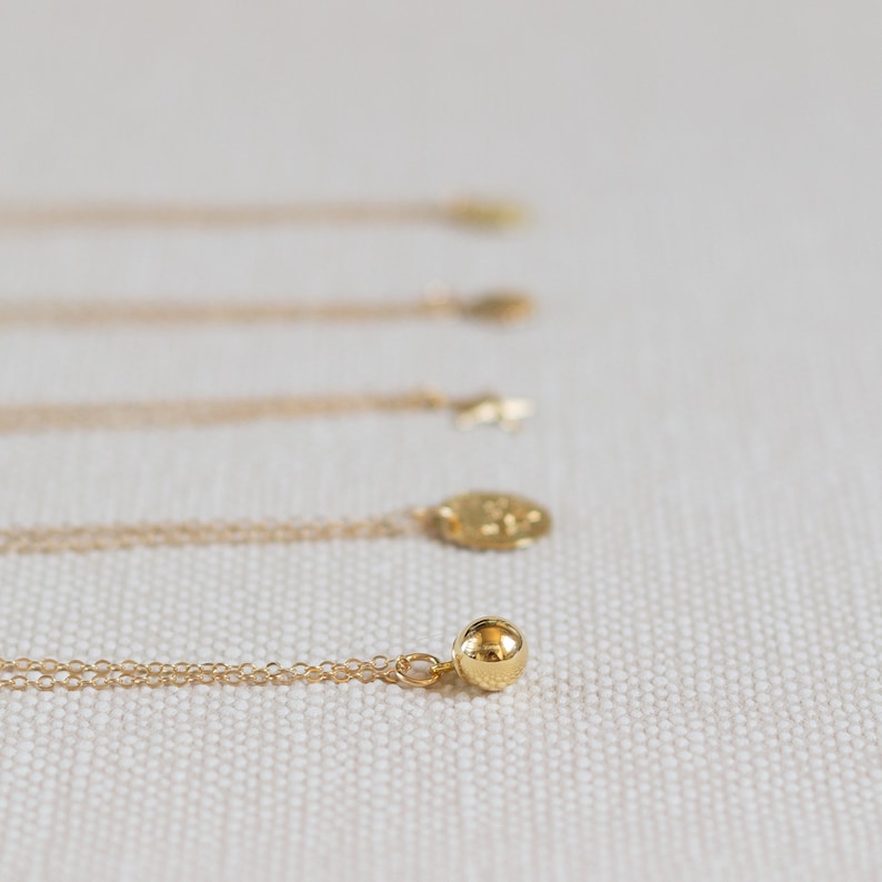 Gold chain with gold ball, chain with ball pendant, gold chain with small ball, dainty necklace, simple chain with pendant, gift image 5