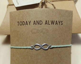 handmade valentine's day gift  Infinity  bracelet silver - Perfect couple gift - friendship bracelet message - charm bracelet